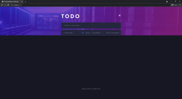 Projeto entitulado Frontend Mentor - Todo app apresentando Esta é uma solução para o desafio do aplicativo Todo no Frontend Mentor.