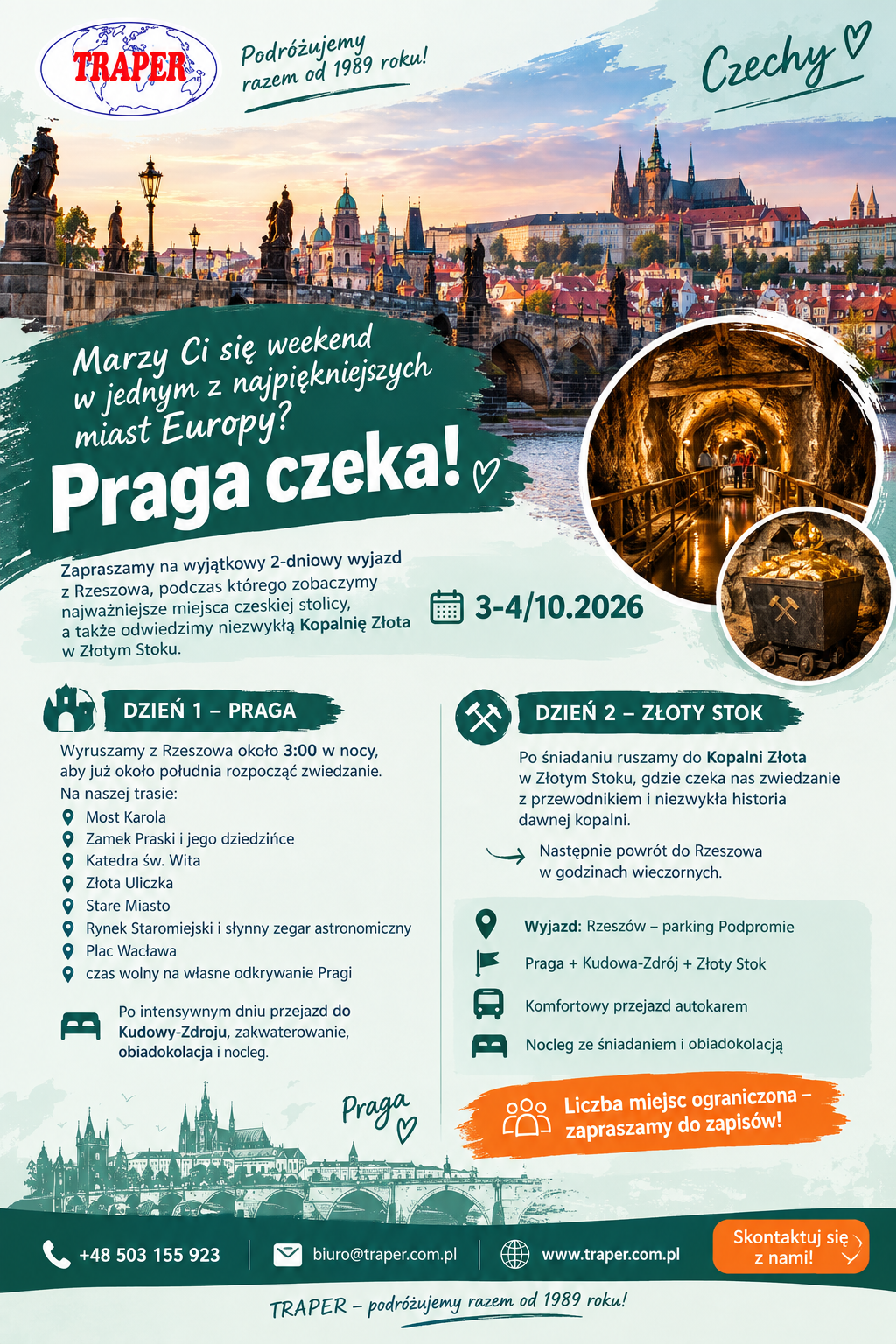 Magia czeskiej stolicy i Kopalnia Złota czyli Praga na weekend!