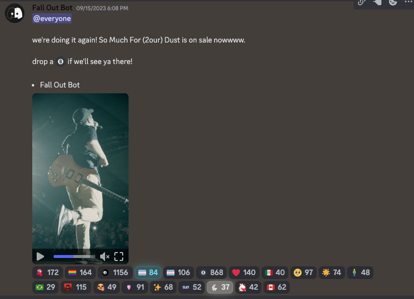 Screengrab of Fall Out Boy's Discord.