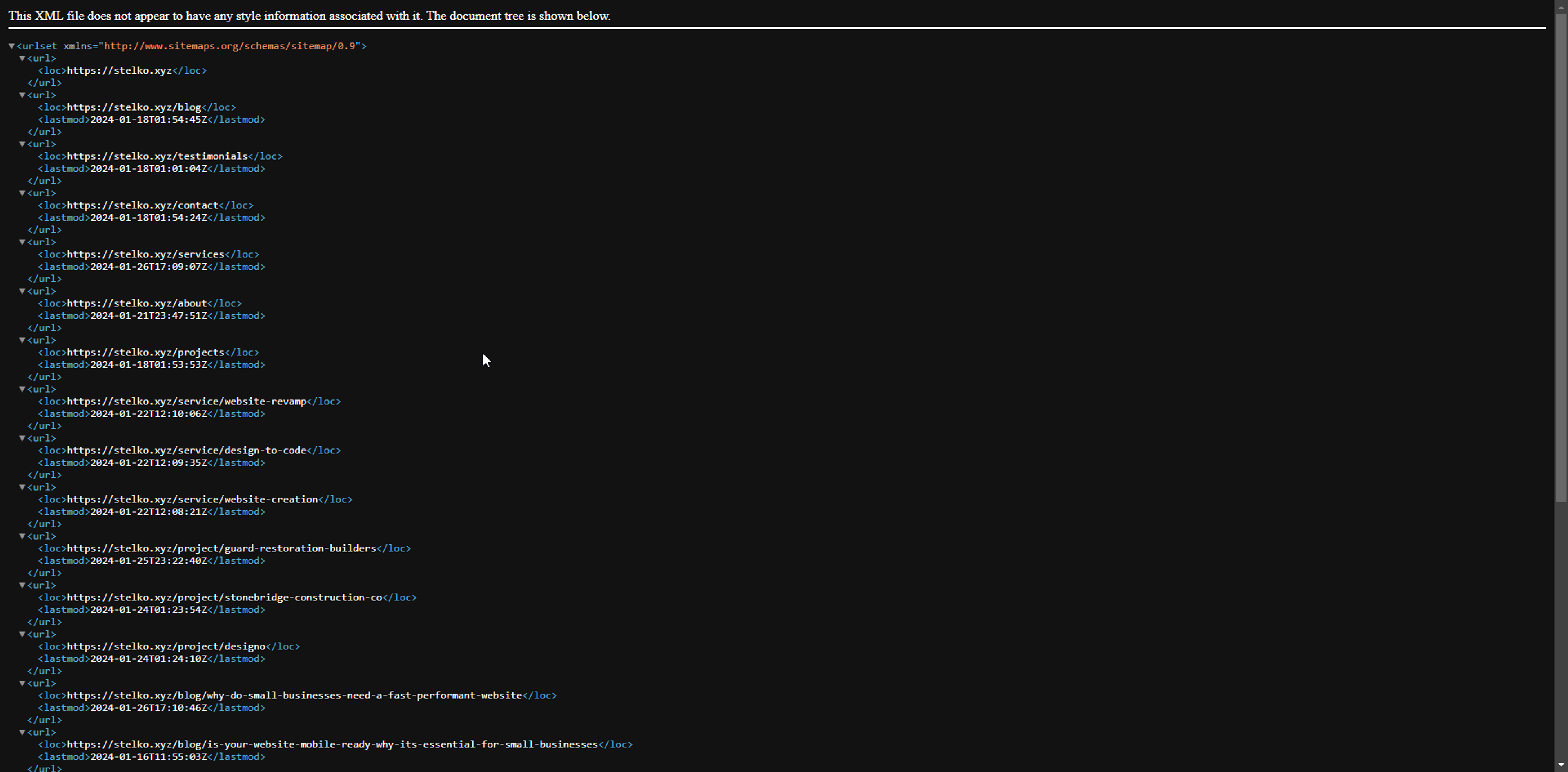Stelko.xyz's XML sitemap