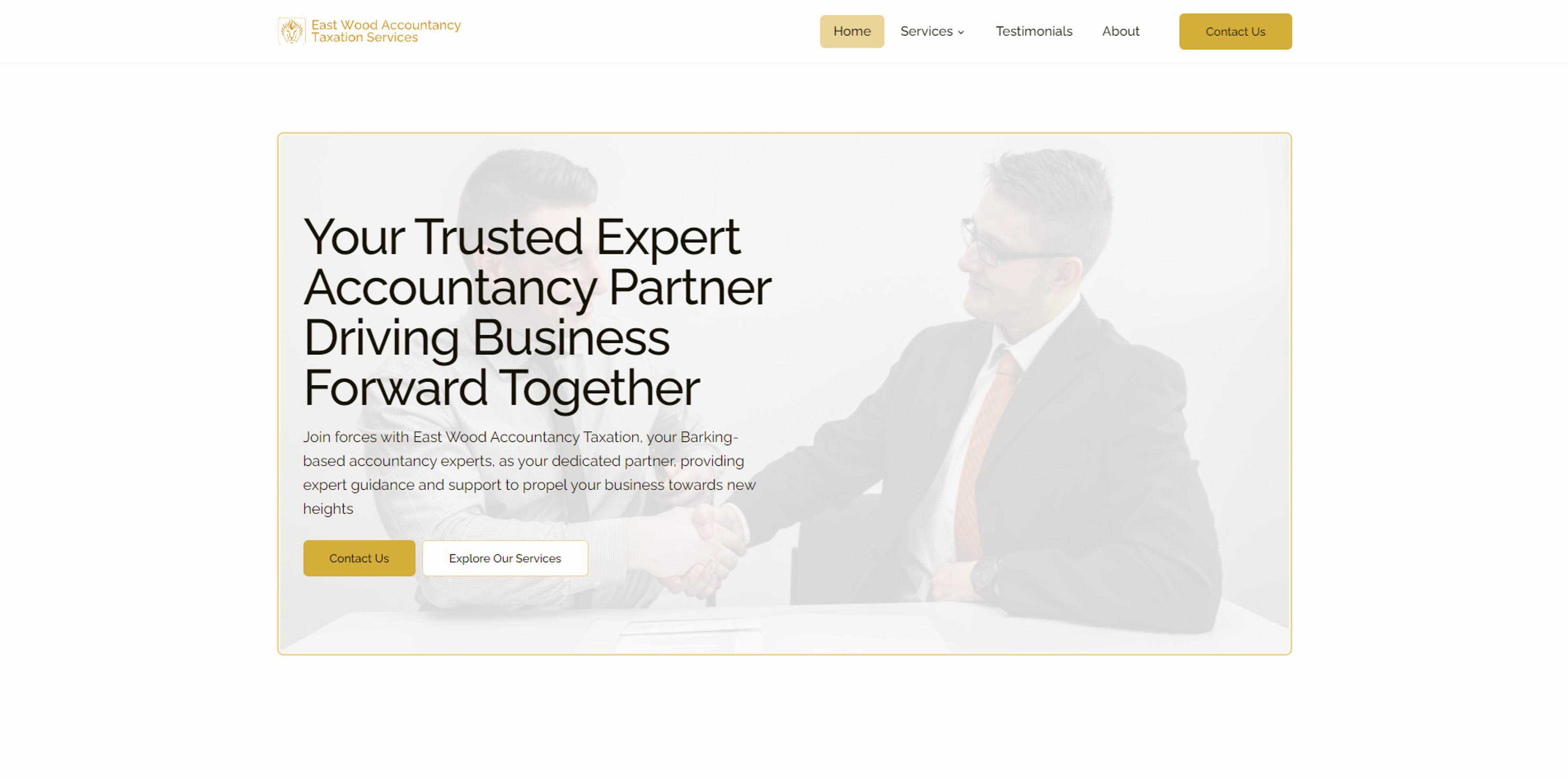Screenshot of East Wood Accountancy Taxation's new site