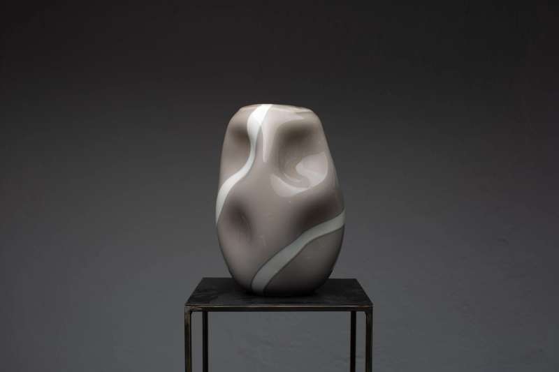 Grey & White Murano Glass Vase - Model A