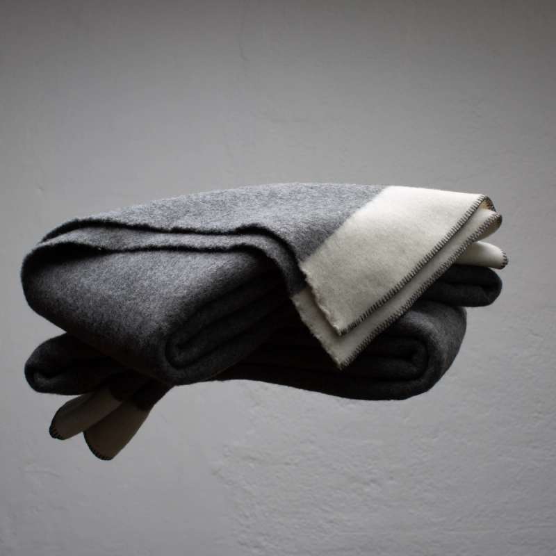 Grey-White Virgin Wool Blanket