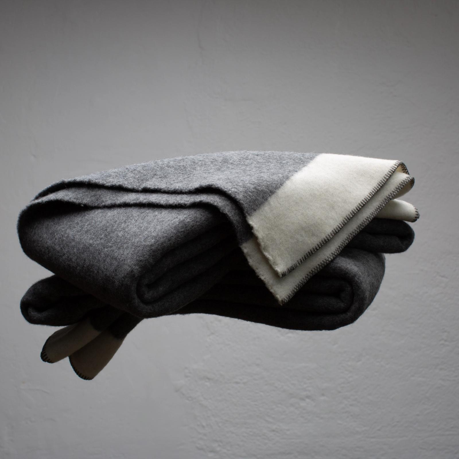 Grey-White Virgin Wool Blanket