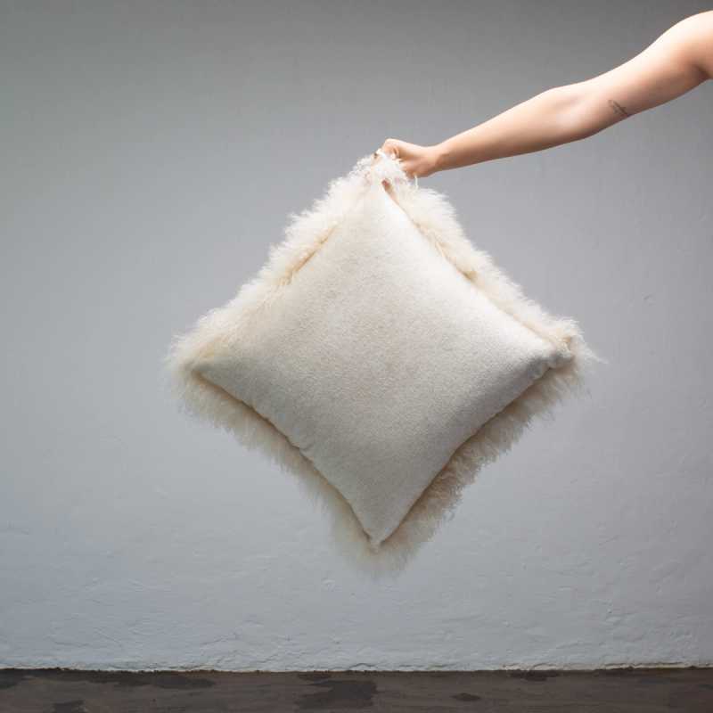 White Mongolia Fur Cushion