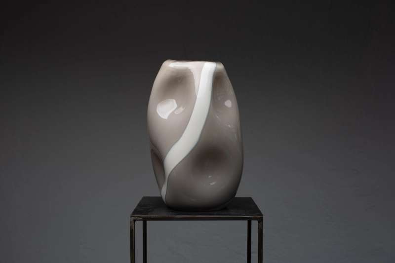 Grey & White Murano Glass Vase - Model B