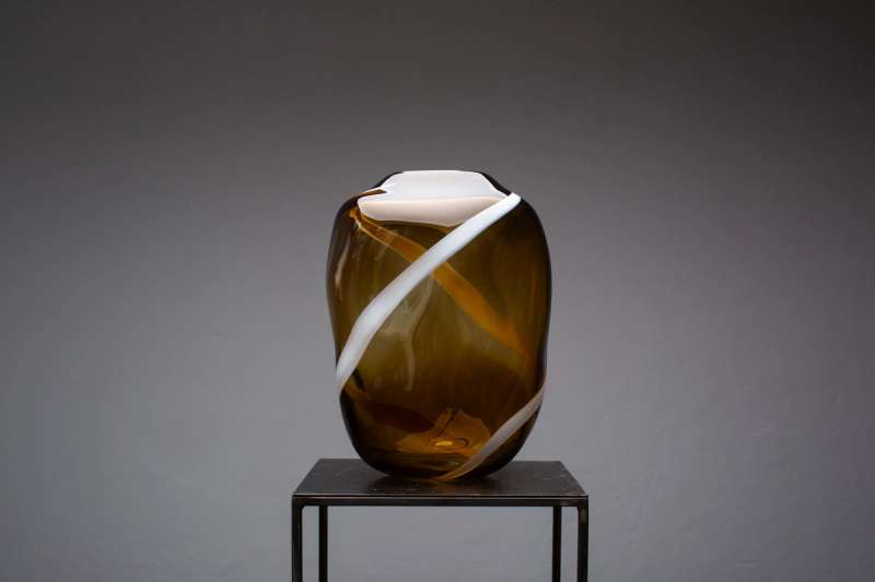 Tabacco & Avorio Murano Glass Vase M