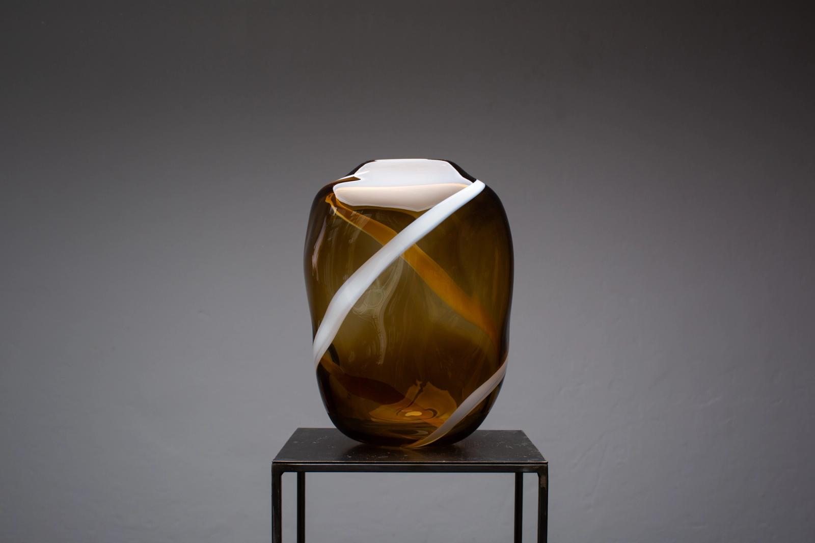 Tabacco & Avorio Murano Glass Vase M