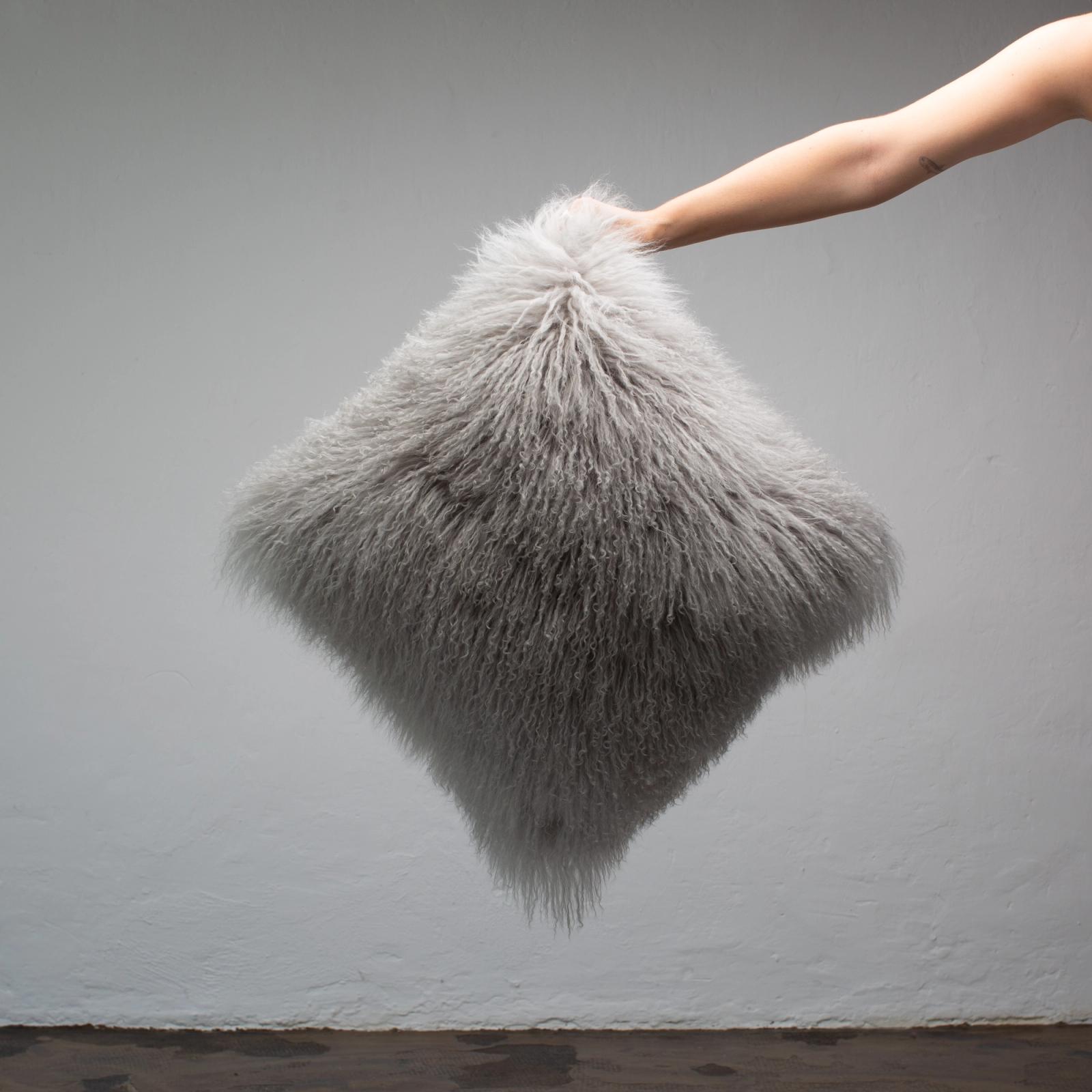 Grey Mongolia Fur Cushion