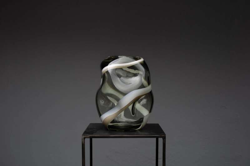 Anthracite & White Murano Glass Vase S