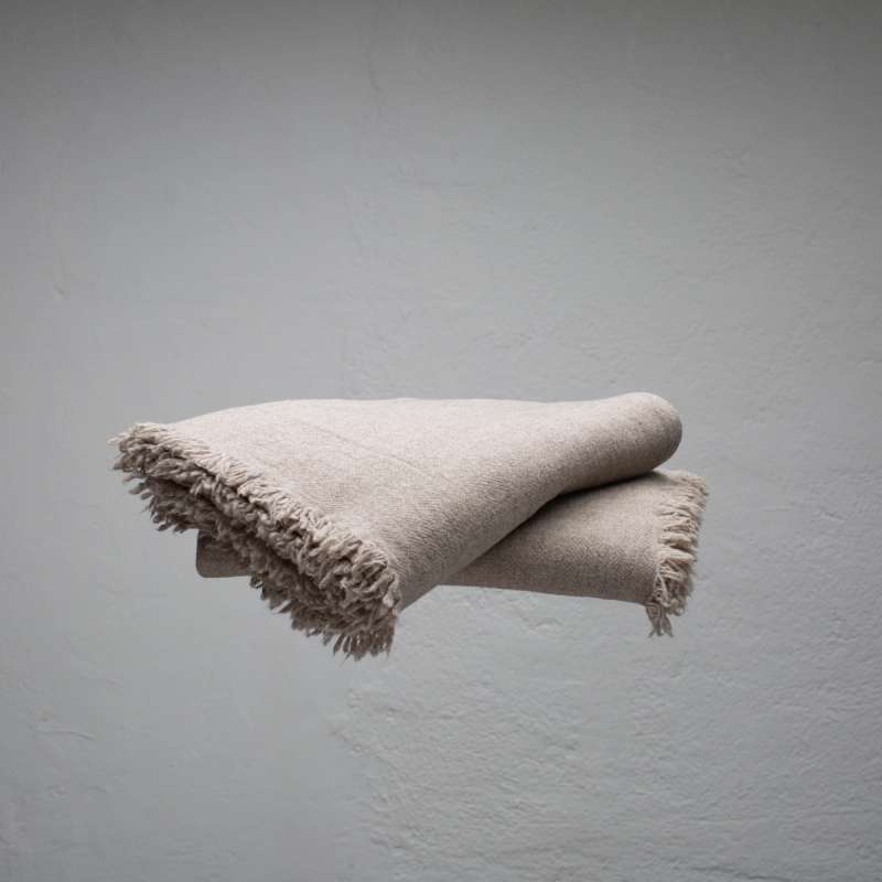 Beige Virgin Wool Plaid