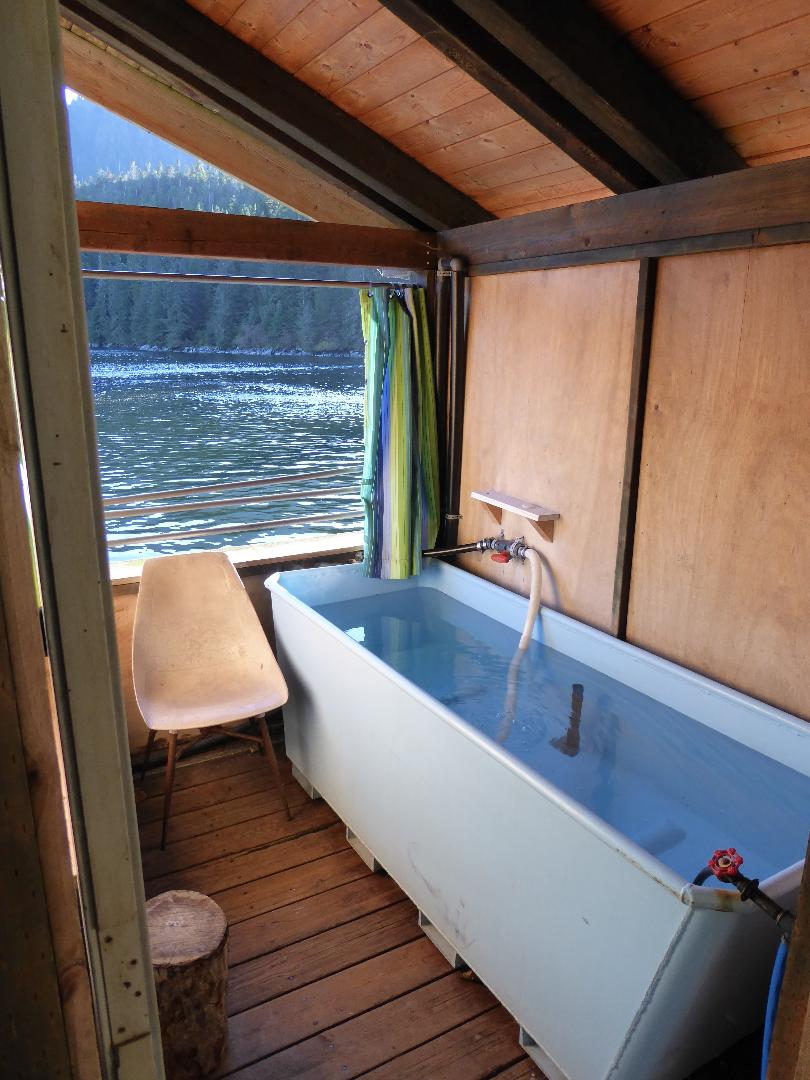 Hot tub overlooking a bay.