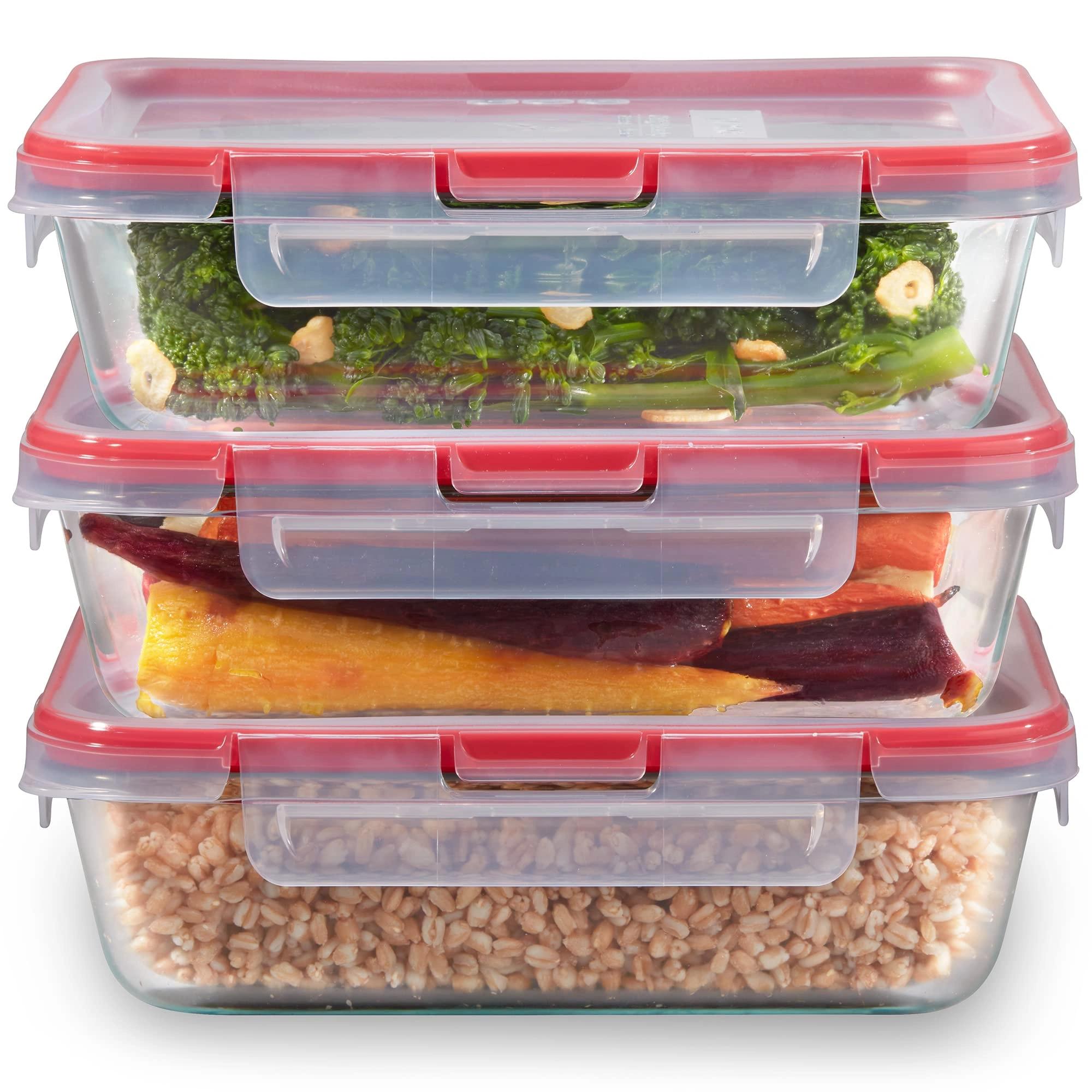 Pyrex Freshlock (3-Pack, 6 Cup) Glass Food Storage Containers Set