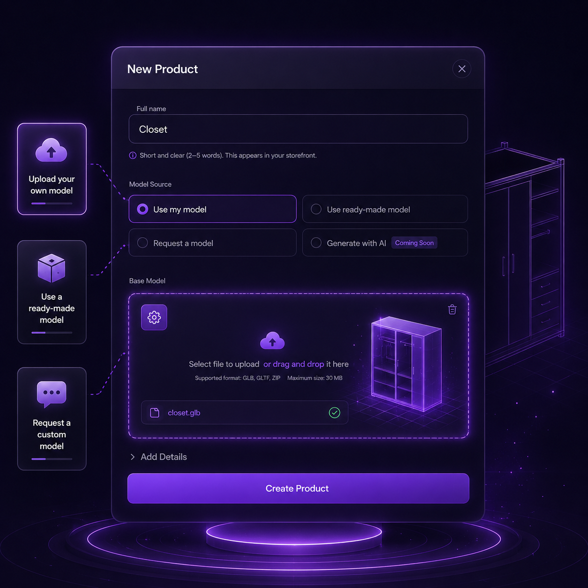 Create the 3D product