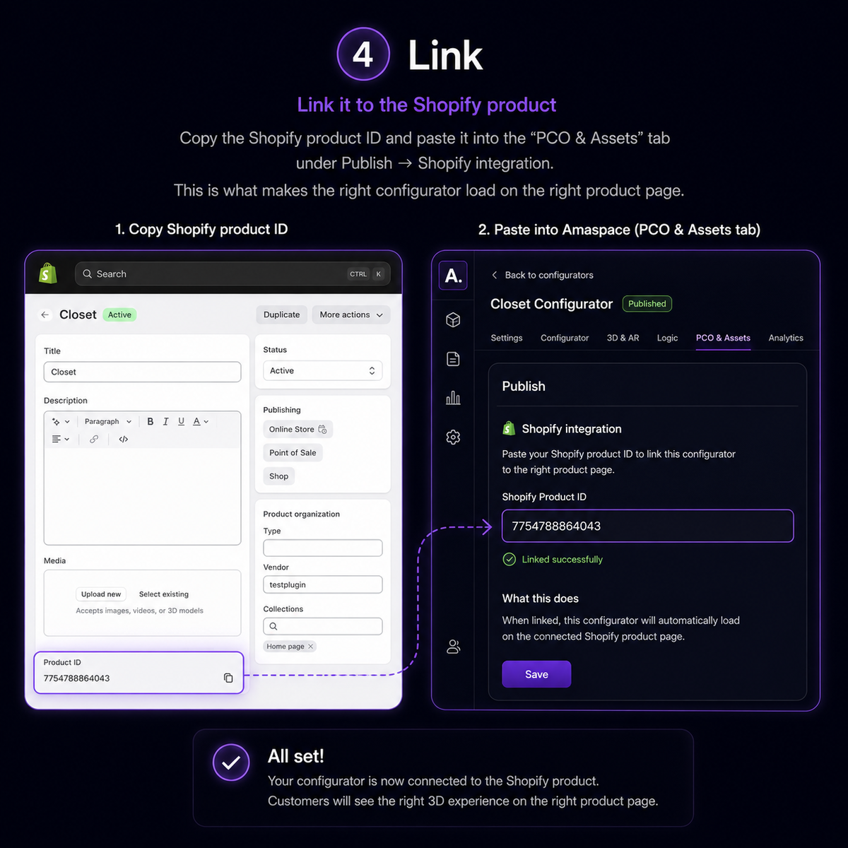 Link it to the Shopify product