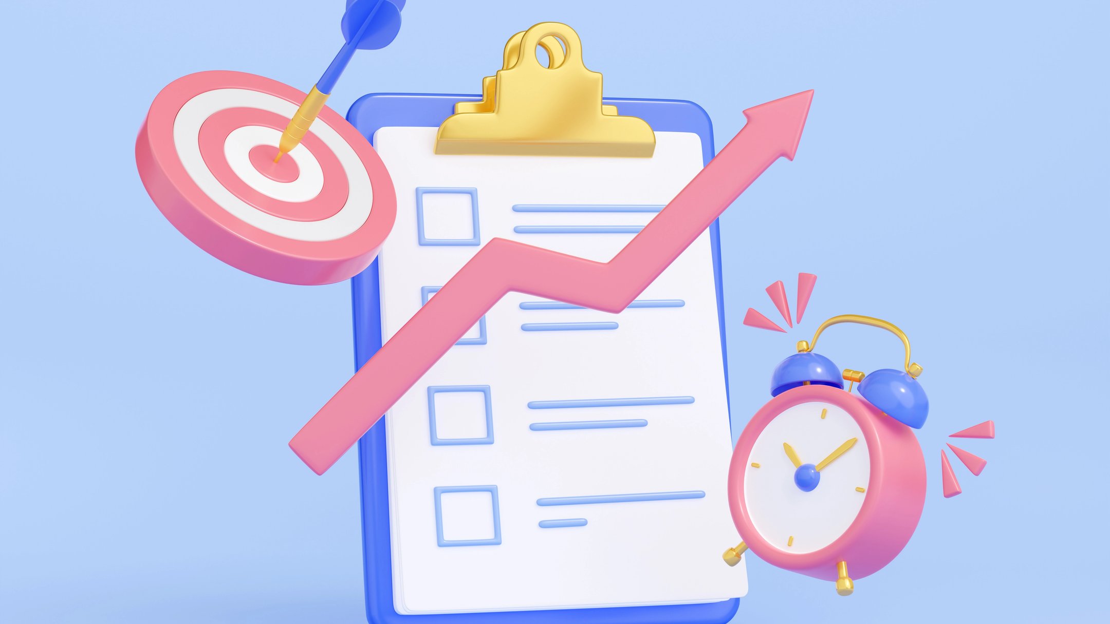 Illustration of a clipboard with a rising chart