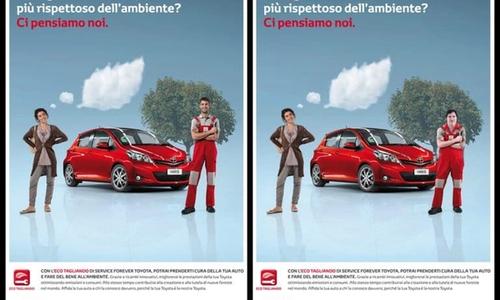 Side by side image of a Toyota advertisment