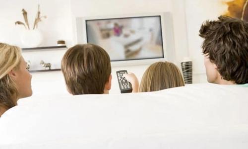 A family watching TV