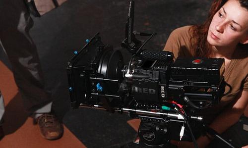 A camera operator on set