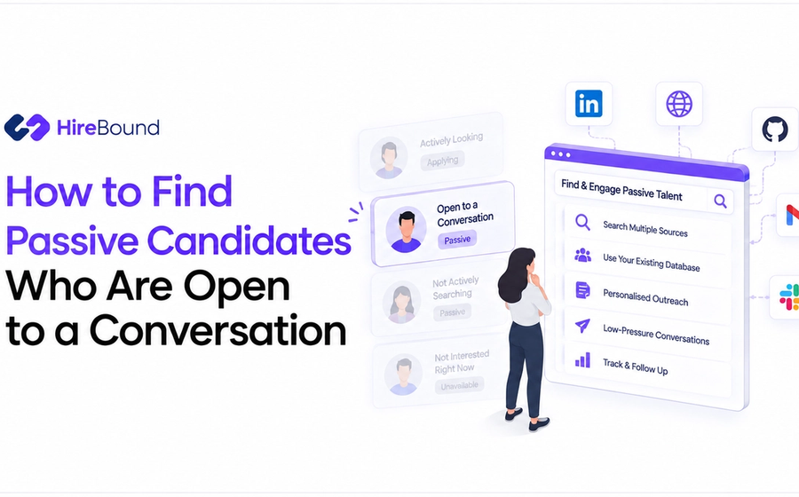 Recruiter writing a personalized message for passive candidate sourcing