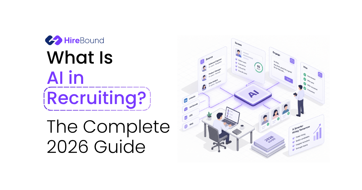 A recruiter reviewing an AI recruiting platform dashboard showing sourcing, screening, and pipeline stages, illustrating what AI in recruiting means in 2026
