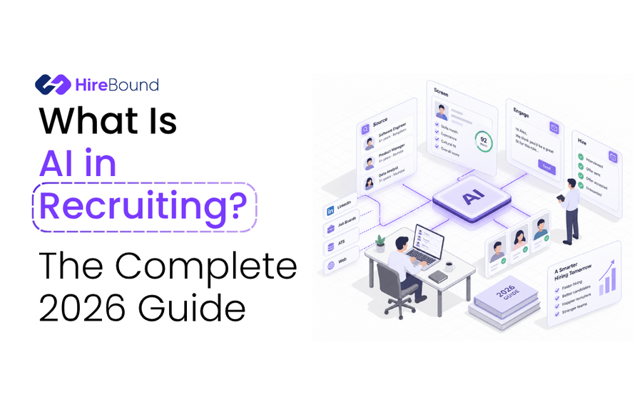 A recruiter reviewing an AI recruiting platform dashboard showing sourcing, screening, and pipeline stages, illustrating what AI in recruiting means in 2026