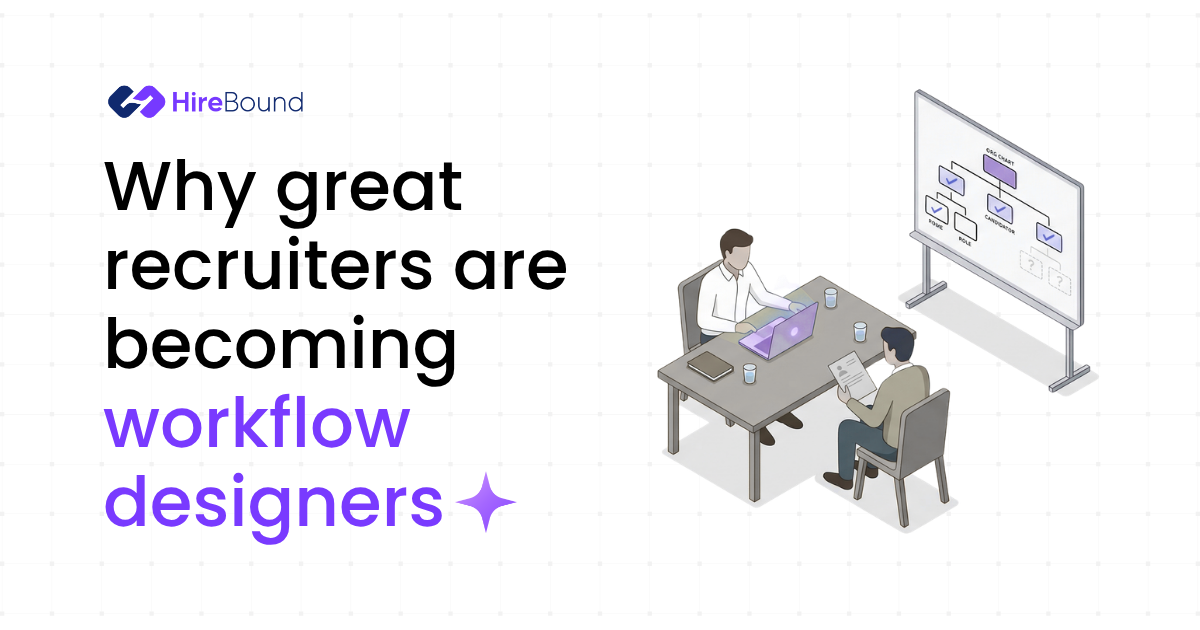 Recruiter designing an AI recruiting workflow on a whiteboard, mapping which hiring stages to automate
