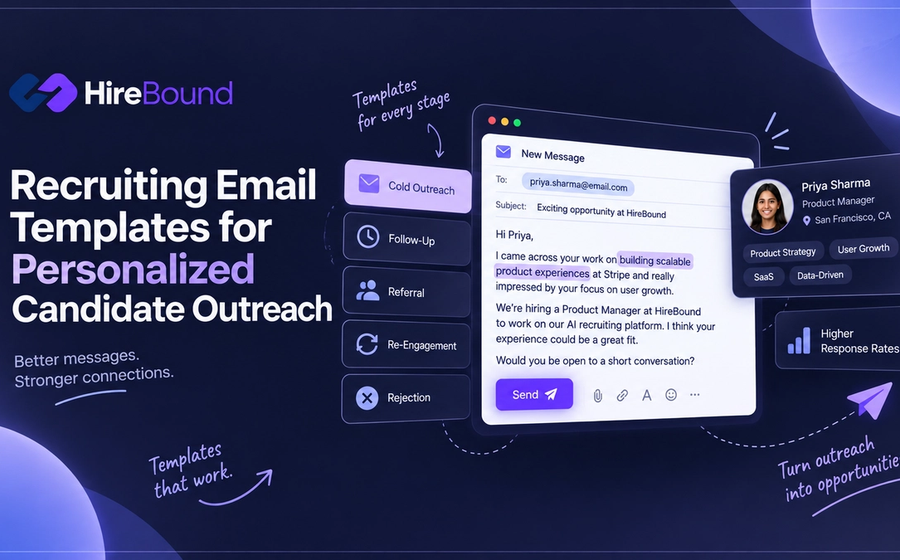 Recruiter writing personalized recruiting email templates for candidate outreach.