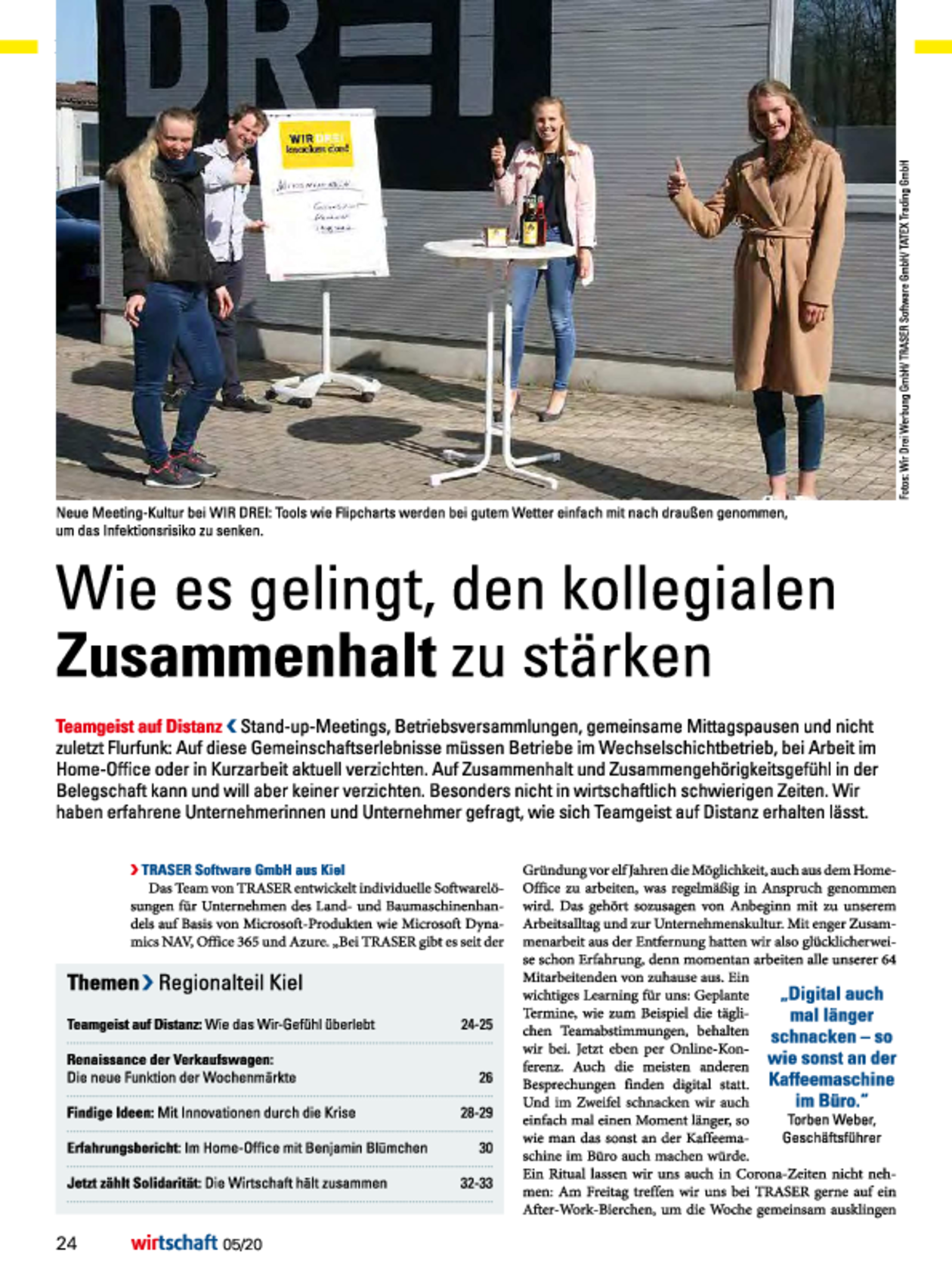 WIR DREI in der IHK Zeitschrift „Wirtschaft zwischen Nord- und Ostsee"