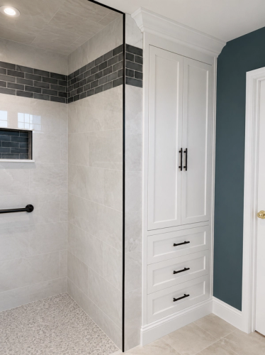 CUSTOM BATHROOM STORAGE SOLUTIONS - Professional interior design project by Bonae Interiors
