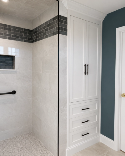 CUSTOM BATHROOM STORAGE SOLUTIONS - Professional interior design project by Bonae Interiors