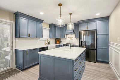 Blue-Hued Townhouse Kitchen - residential
