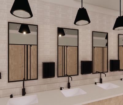 ELEVATED COMMERCIAL RESTROOM CONCEPT (WOMEN’S ROOM) - Professional interior design project by Bonae Interiors