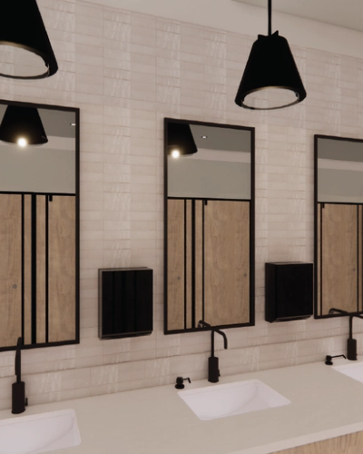 ELEVATED COMMERCIAL RESTROOM CONCEPT (WOMEN’S ROOM) - Professional interior design project by Bonae Interiors