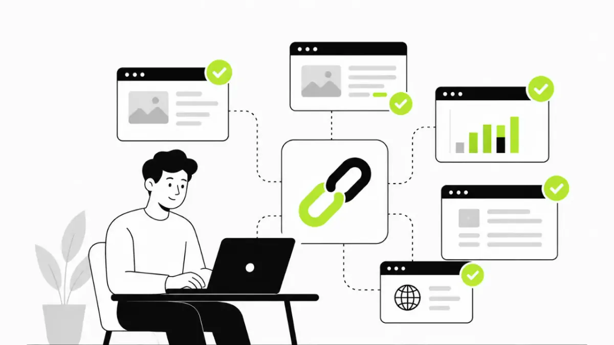 Backlinks de calidad conectando una web con sitios relevantes