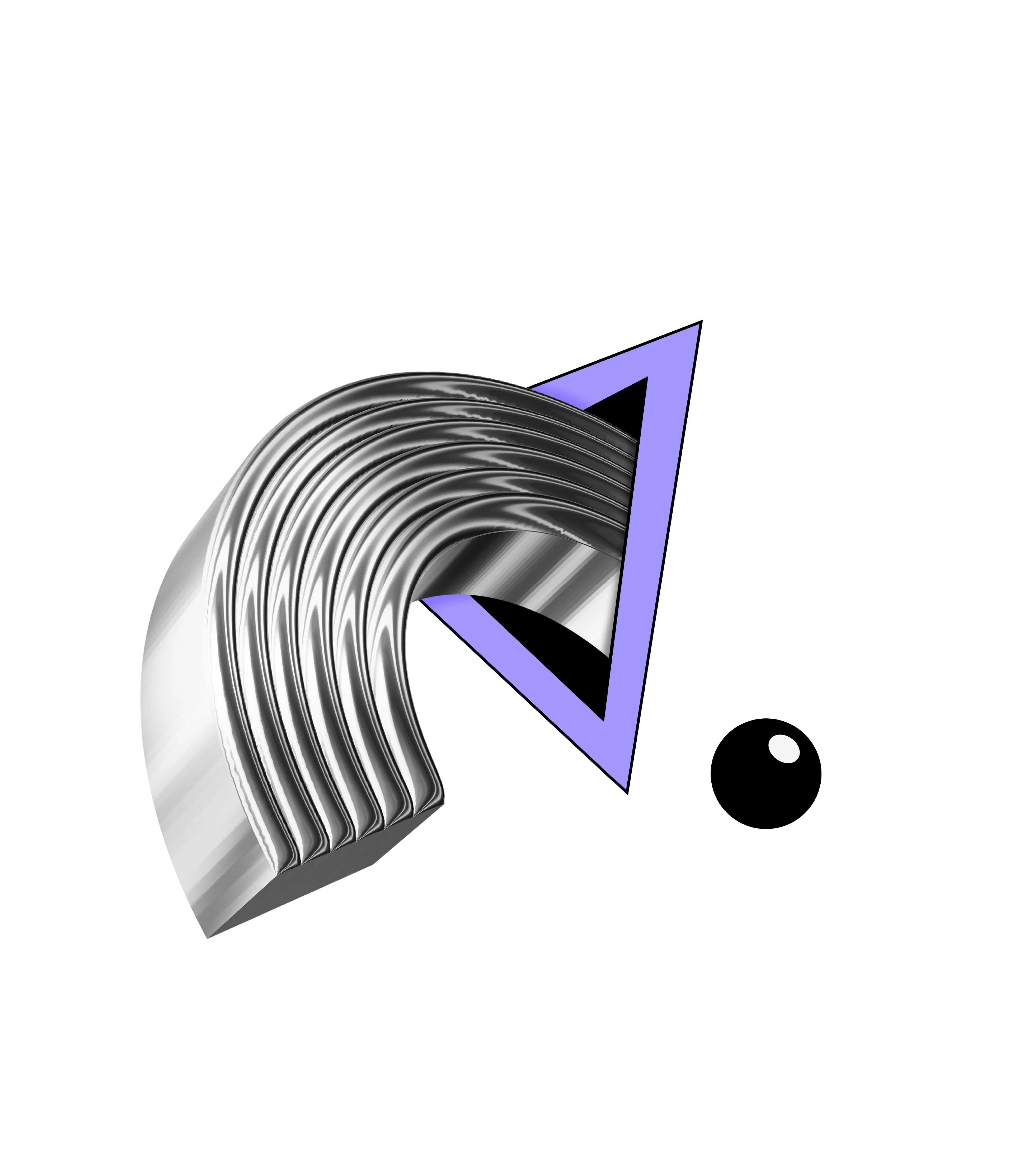 Netlight chrome rainbow coming out from boid triangle and a call on the side. showing creativity