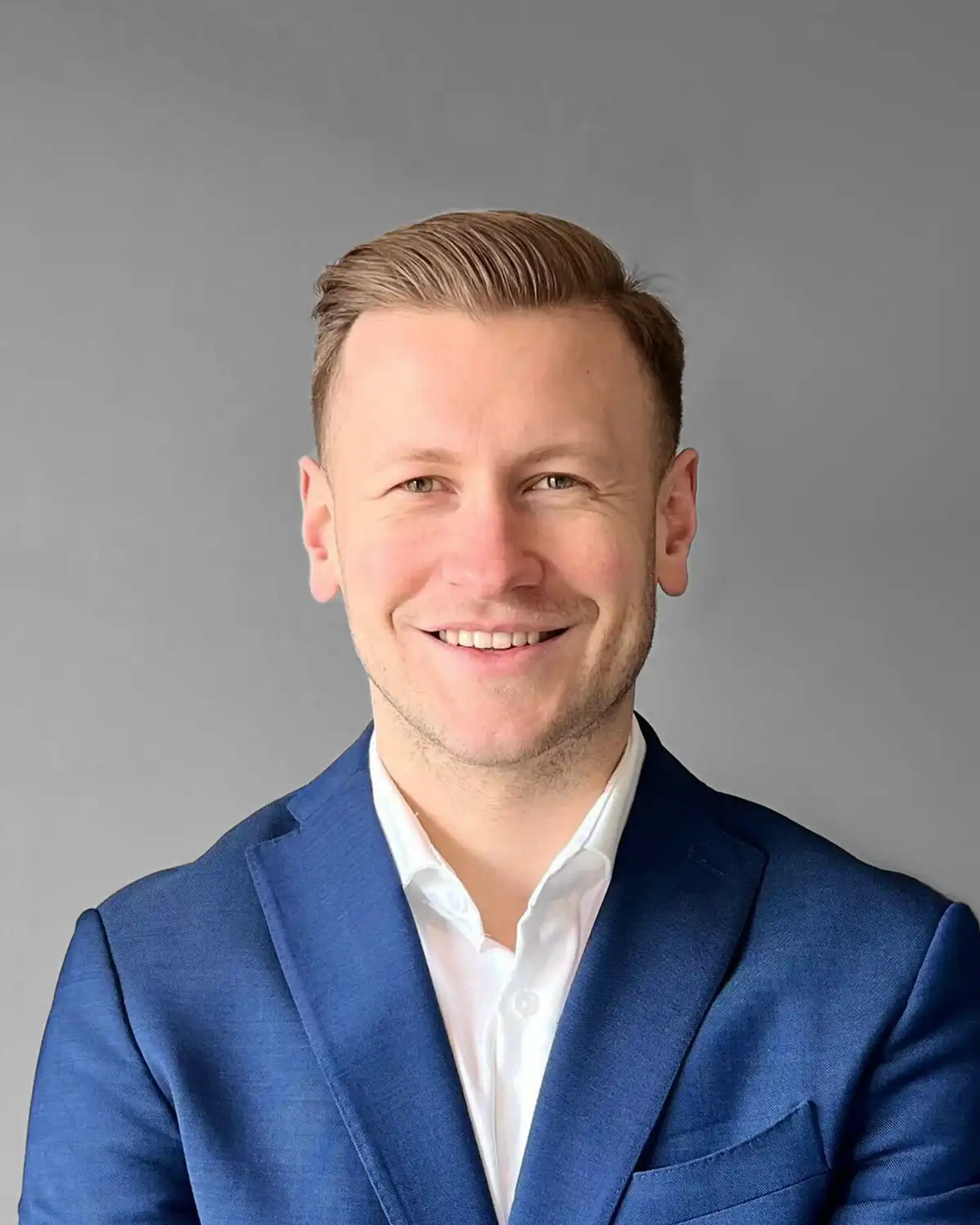 Man in a blue blazer