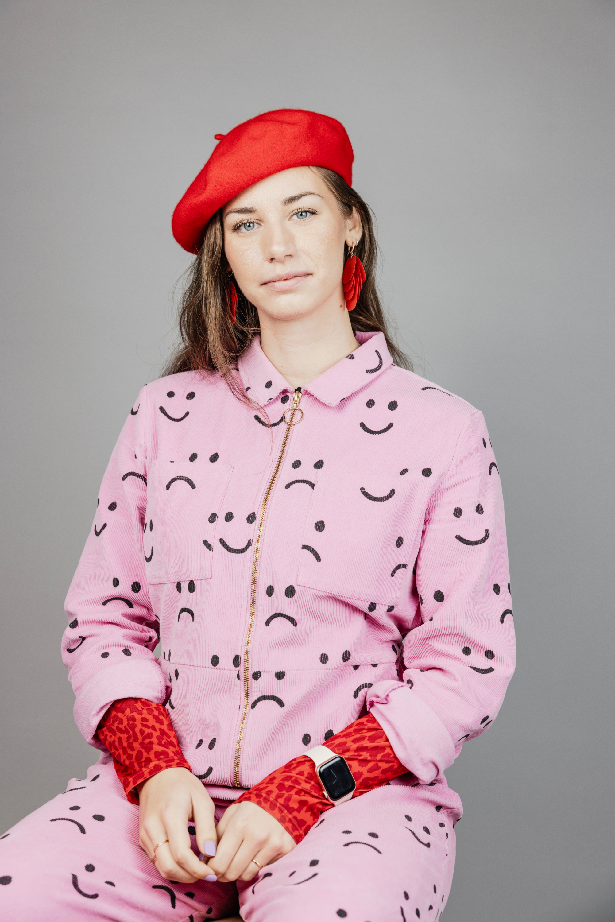 Woman in red beret