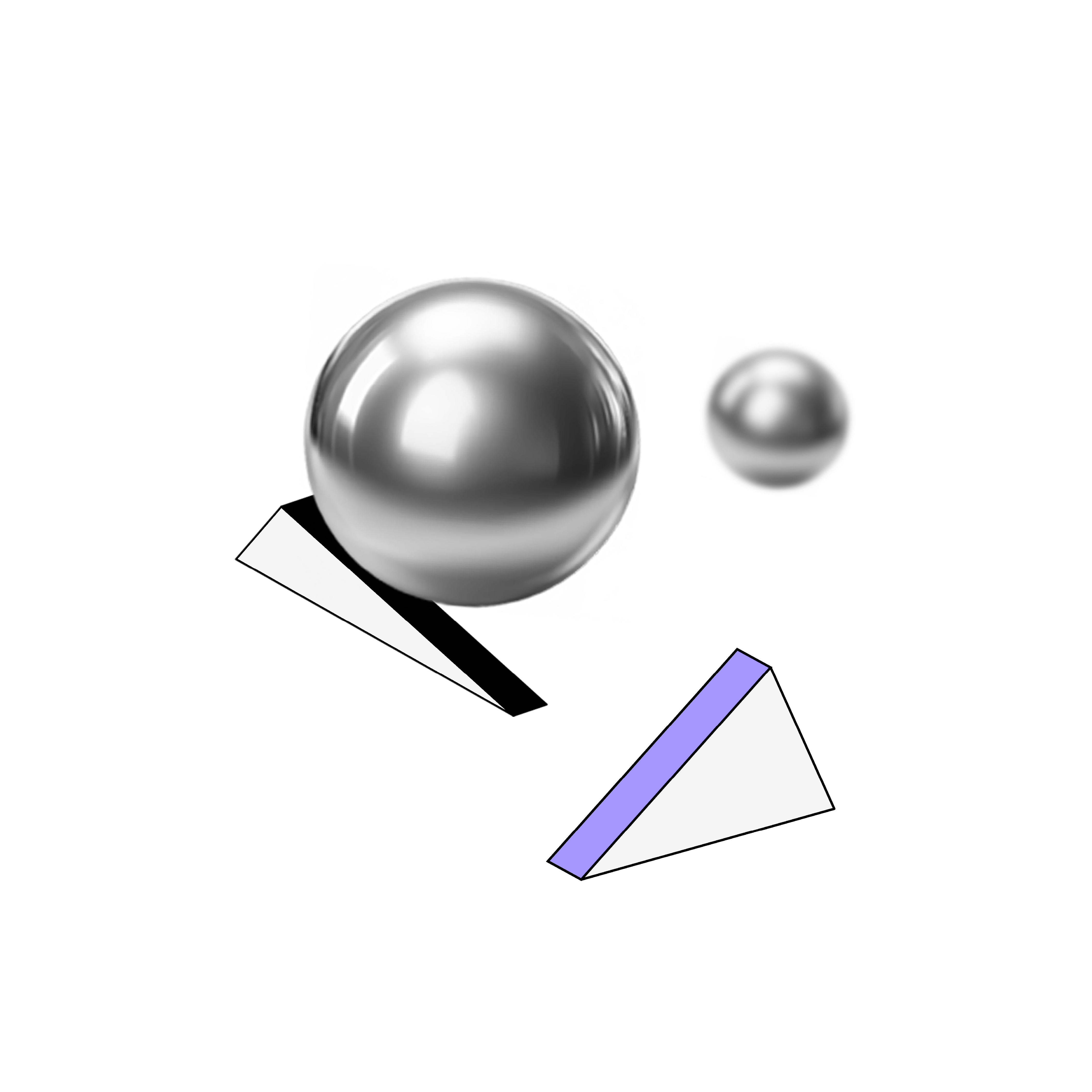 netlight chrome ball bouncing in boid triangle showing like a complex universe 