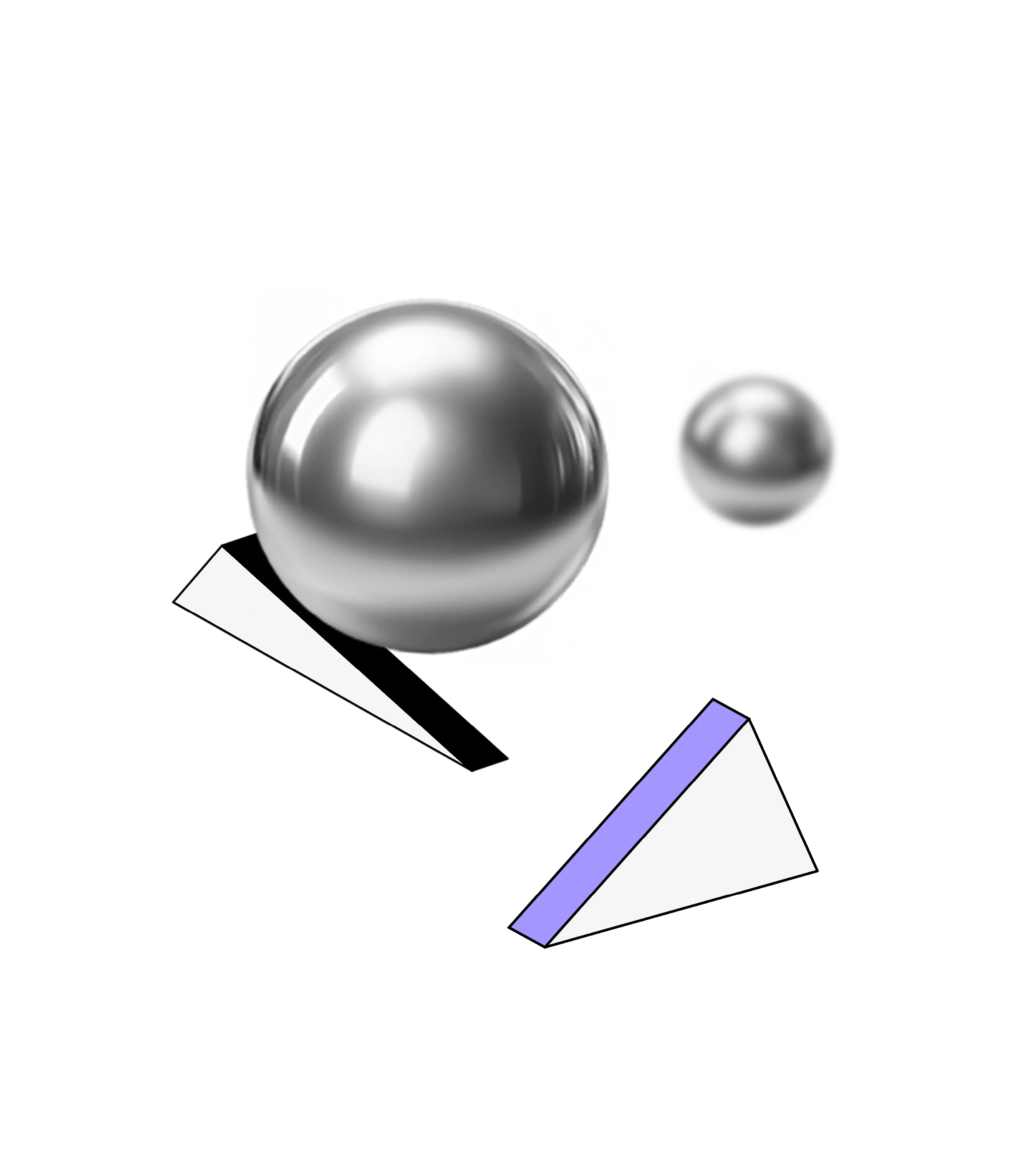 netlight chrome ball bouncing in boid triangle showing like a complex universe