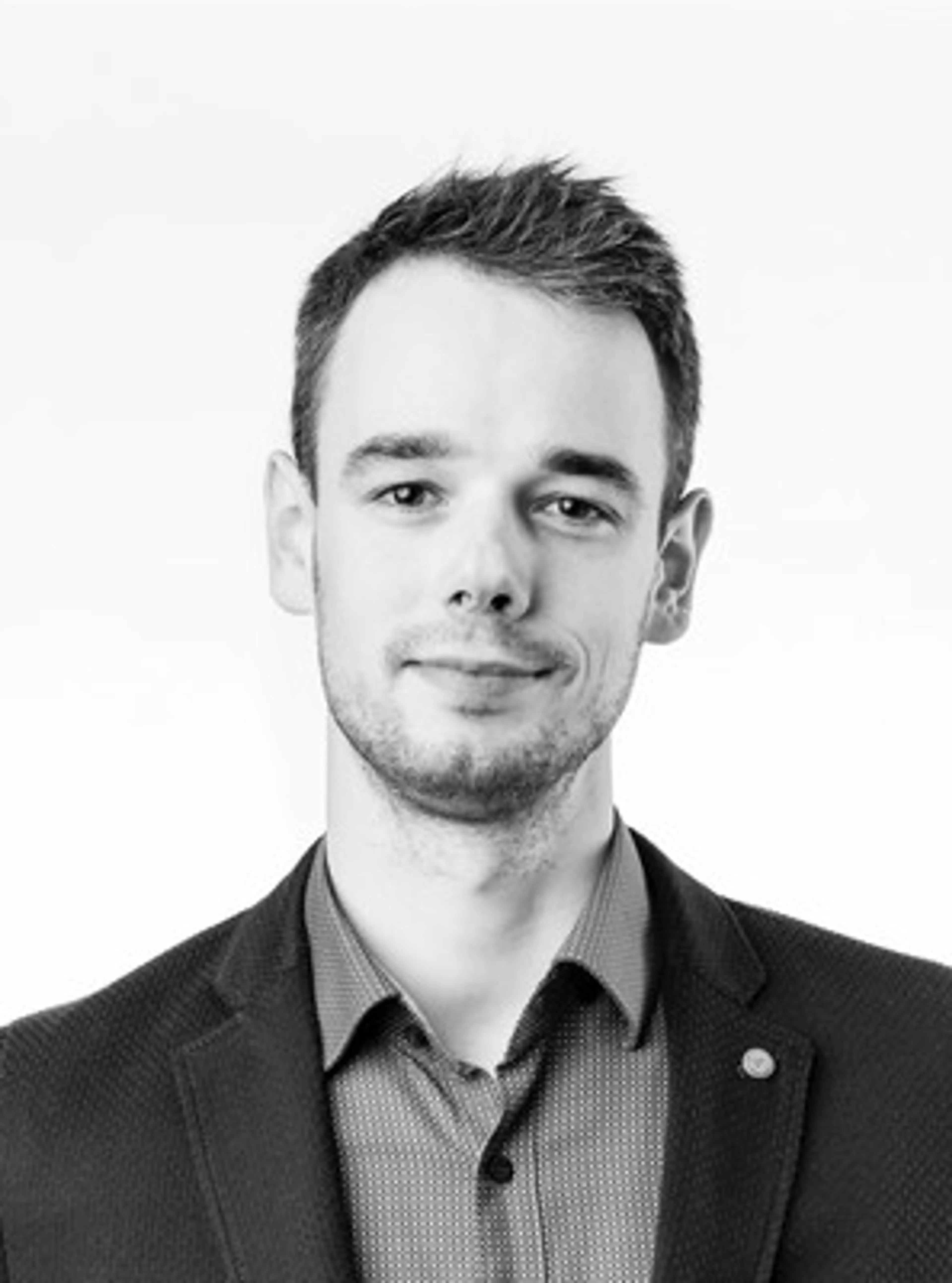 Black and white image of a man.