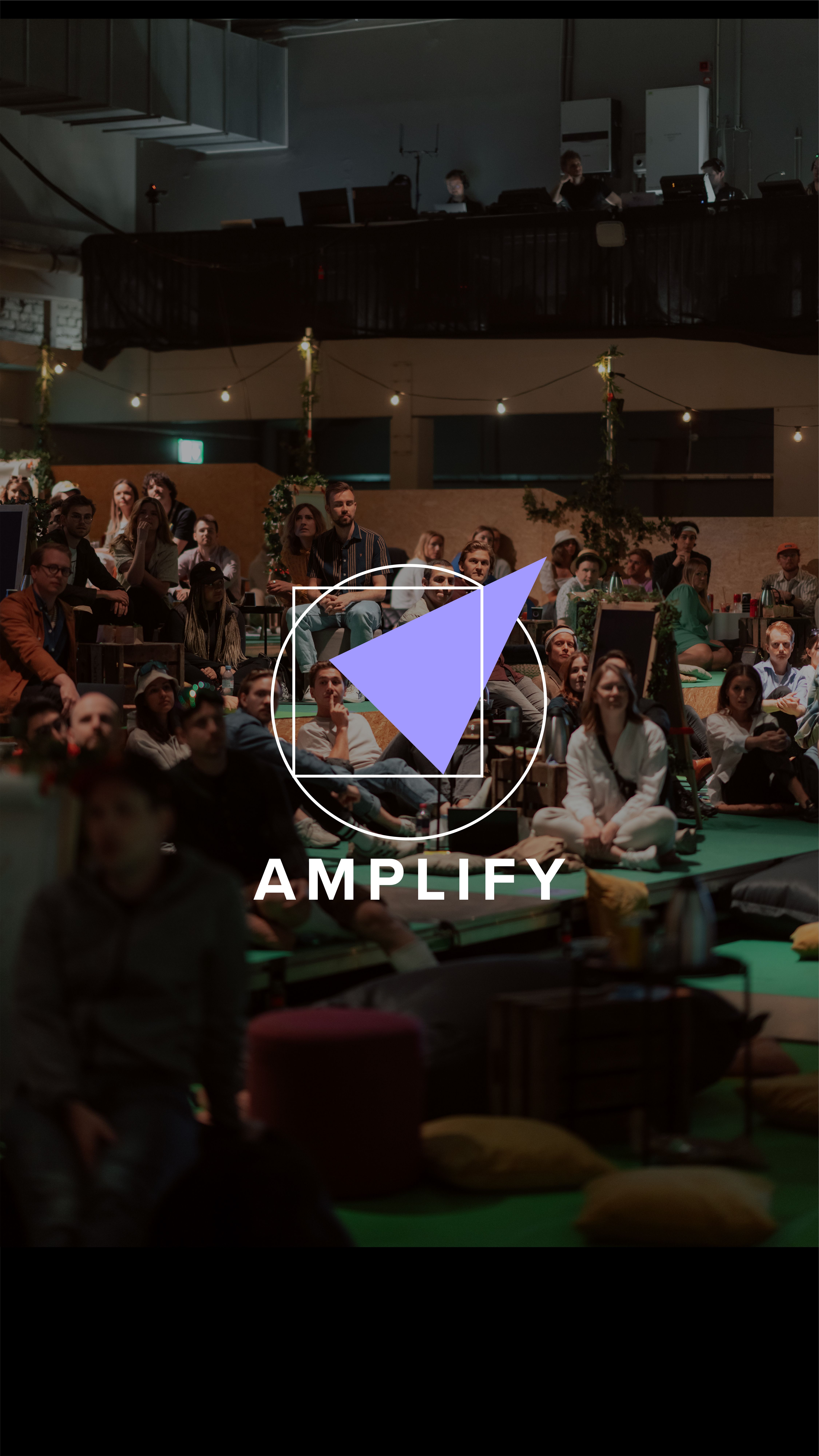 Netlighters at a gathering with Amplify logo on top