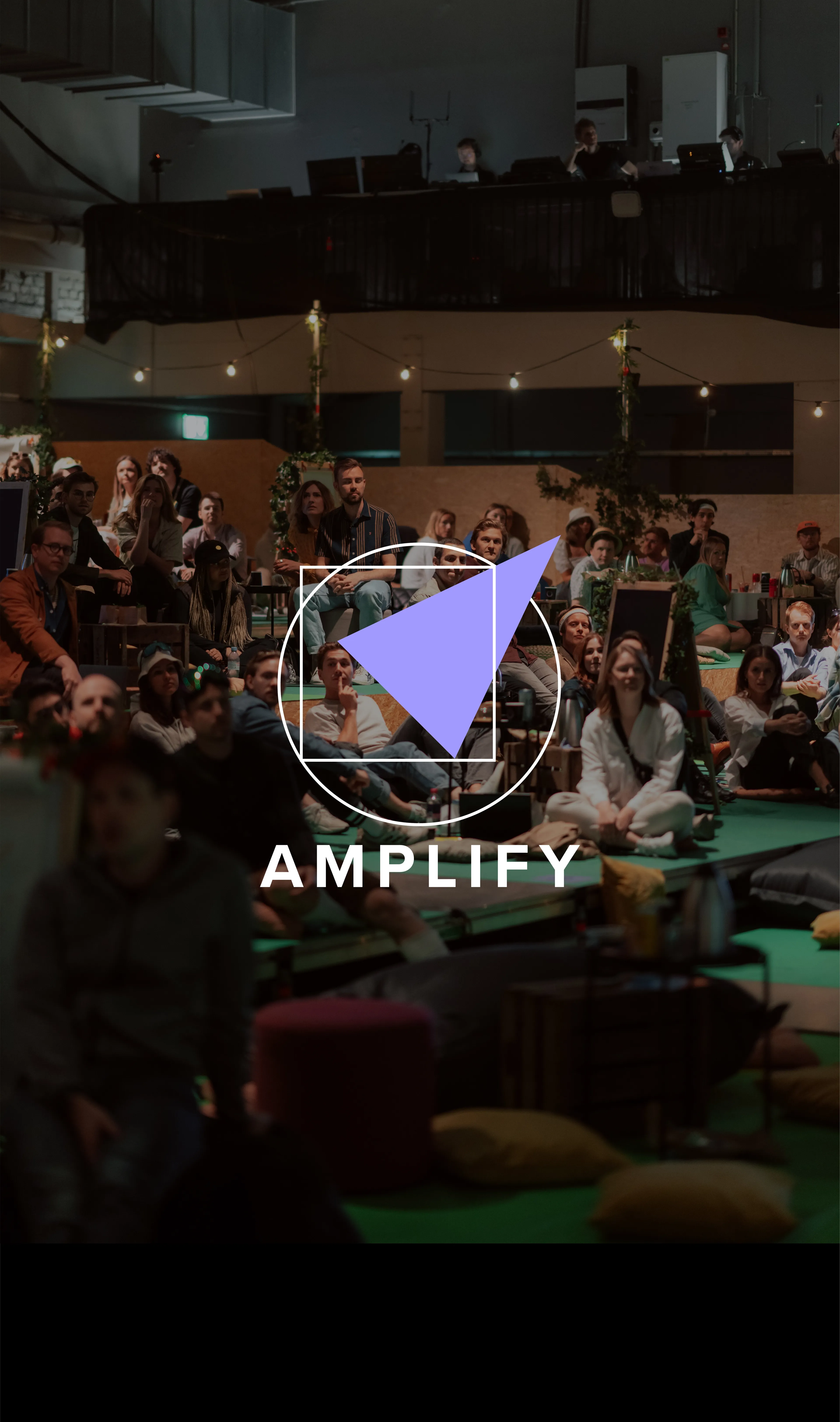 Netlighters at a gathering with Amplify logo on top
