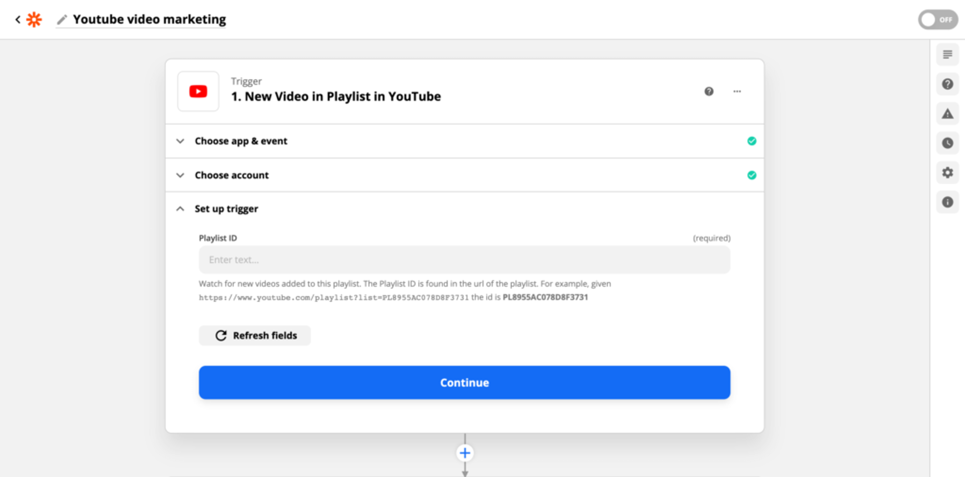 Trigger - New Video in Playlist in YouTube