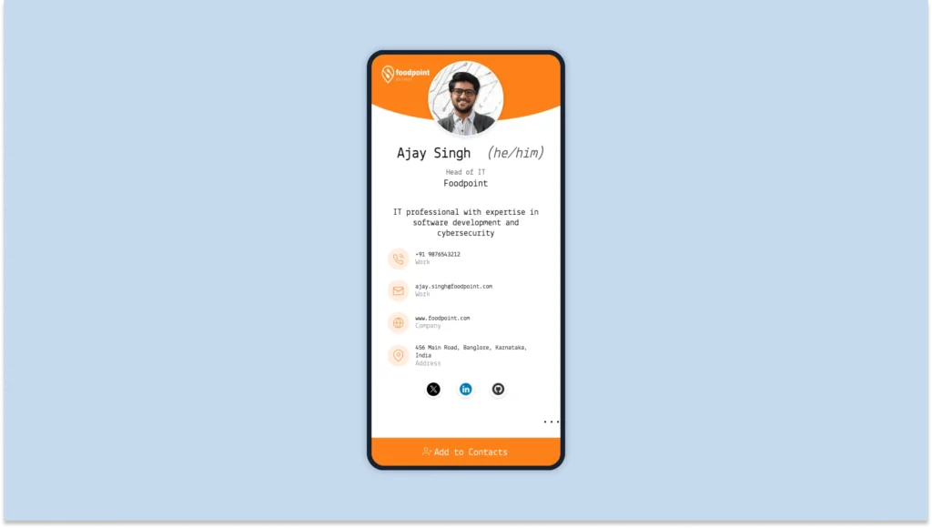 Digital business card with social media