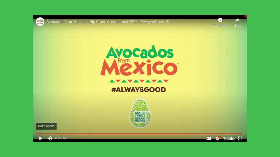 Avocados From Mexico’s digital QR Code TV commercial