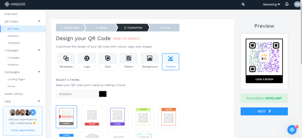 Customize the Google review QR Code