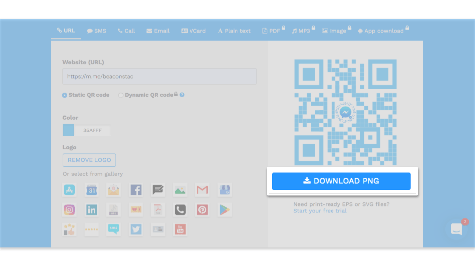Download your Facebook Messenger QR Code