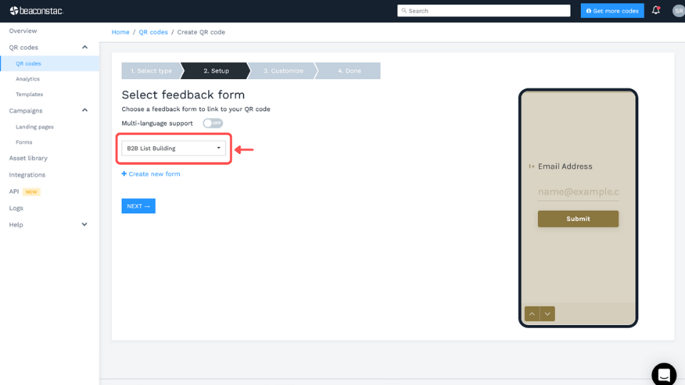 Selecting the form you