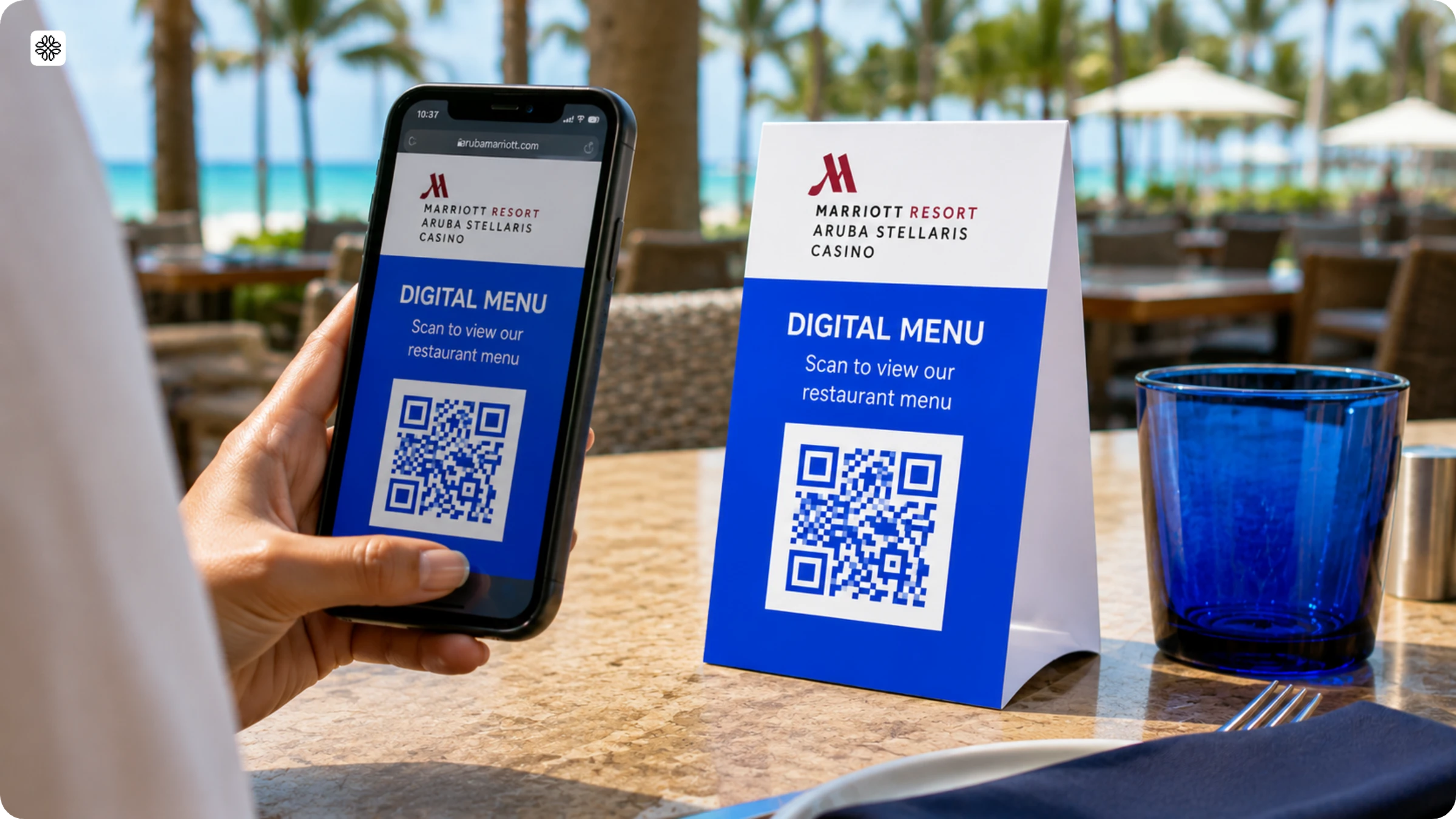 use of dynamic QR Code by Marriott Aruba